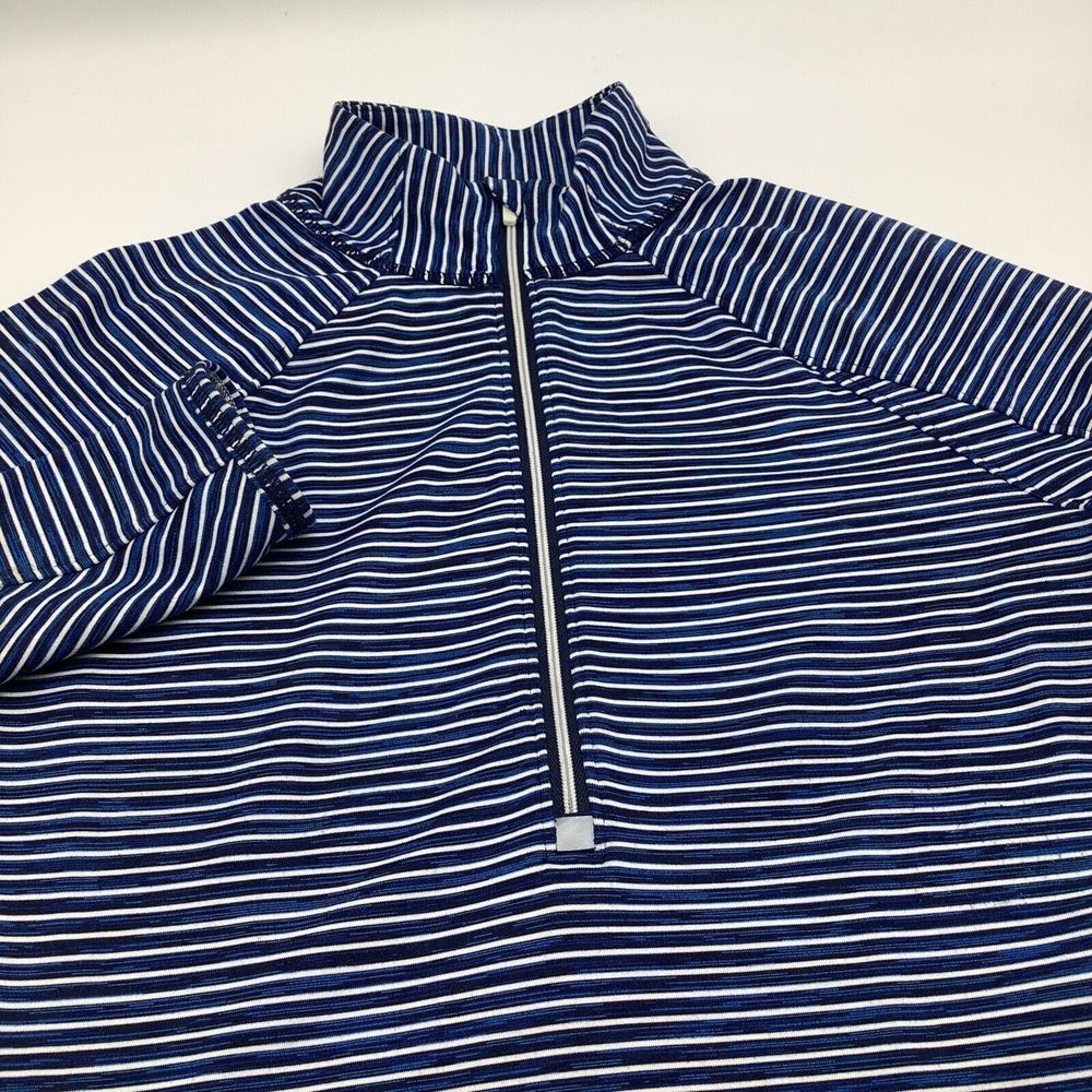 Athleta Womens Long Sleeve 1/2 Zip Pullover Blue Striped Size XS‎